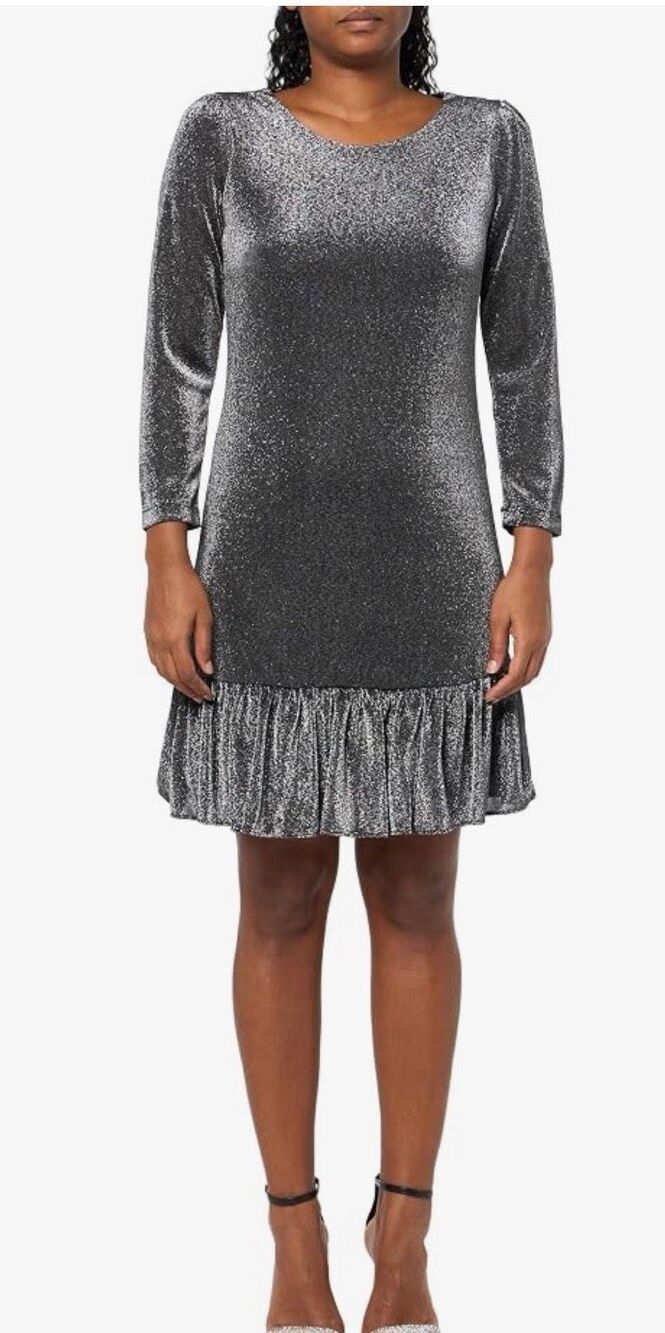 Tommy Hilfiger Women's 3/4 Sleeve Ruffle Hem Shimmer Jersey Dress NWT Size 6